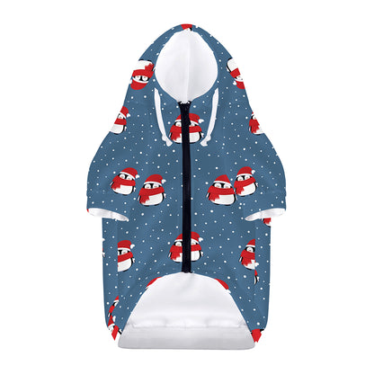 Christmas Snowy Penguin Pattern Print Dog Zip Up Hoodie
