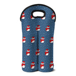 Christmas Snowy Penguin Pattern Print Double Neoprene Wine Tote