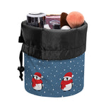 Christmas Snowy Penguin Pattern Print Drawstring Makeup Bag