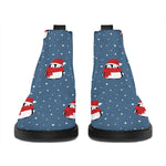 Christmas Snowy Penguin Pattern Print Flat Ankle Boots