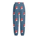Christmas Snowy Penguin Pattern Print Fleece Lined Knit Pants