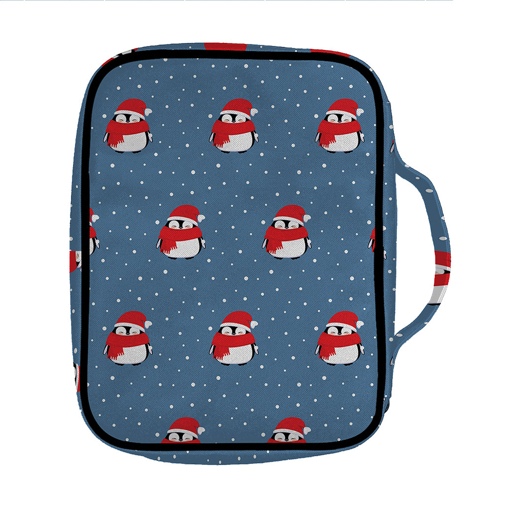 Christmas Snowy Penguin Pattern Print Front Pocket Bible Bag
