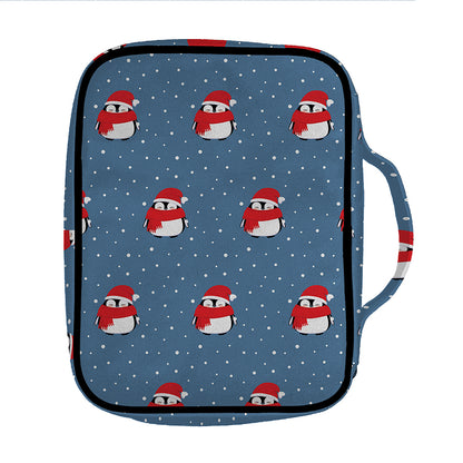 Christmas Snowy Penguin Pattern Print Front Pocket Bible Bag