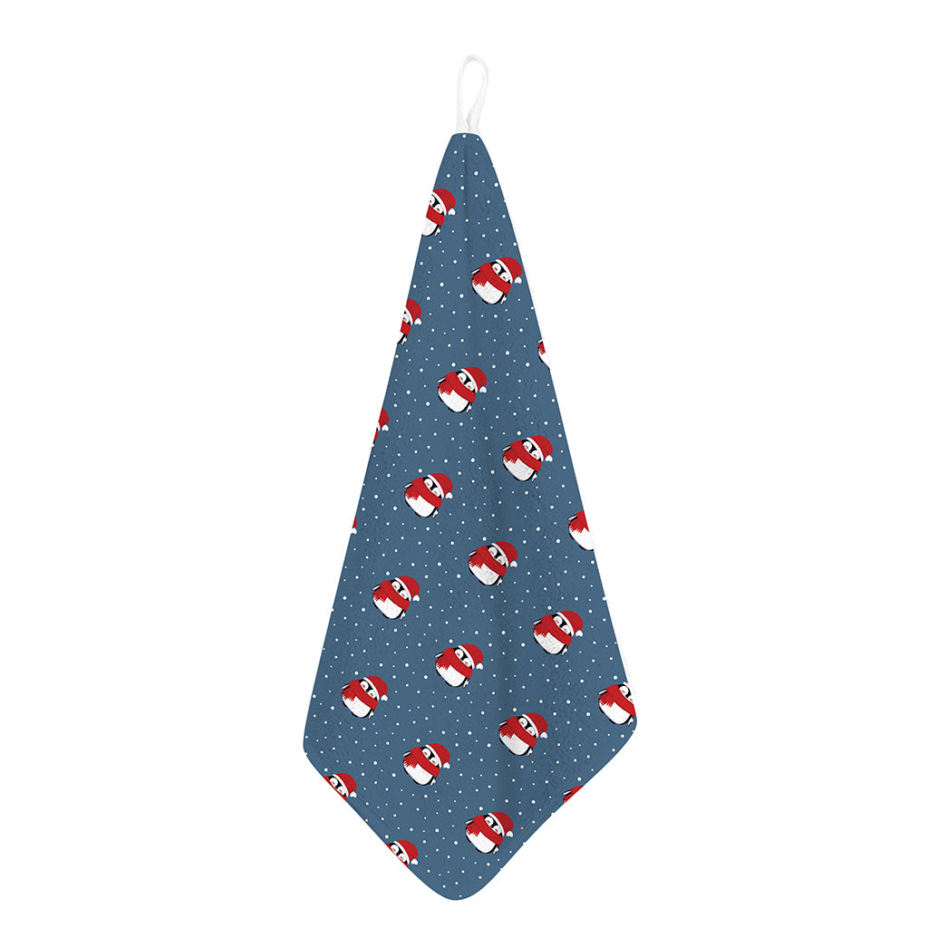 Christmas Snowy Penguin Pattern Print Hand Towel