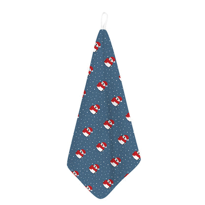 Christmas Snowy Penguin Pattern Print Hand Towel