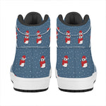 Christmas Snowy Penguin Pattern Print High Top Leather Sneakers