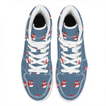 Christmas Snowy Penguin Pattern Print High Top Leather Sneakers