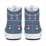 Christmas Snowy Penguin Pattern Print High Top Leather Sneakers