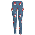 Christmas Snowy Penguin Pattern Print High-Waisted Pocket Leggings