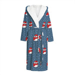 Christmas Snowy Penguin Pattern Print Hooded Bathrobe