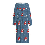 Christmas Snowy Penguin Pattern Print Hooded Bathrobe
