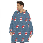 Christmas Snowy Penguin Pattern Print Hoodie Blanket
