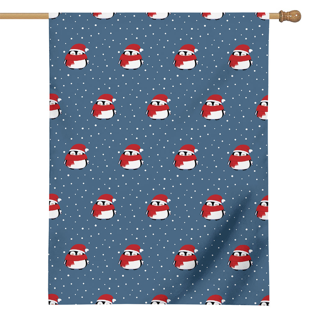Christmas Snowy Penguin Pattern Print House Flag