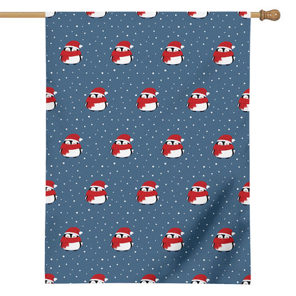 Christmas Snowy Penguin Pattern Print House Flag