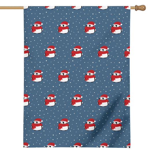 Christmas Snowy Penguin Pattern Print House Flag