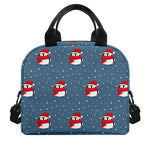 Christmas Snowy Penguin Pattern Print Insulated Lunch Bag