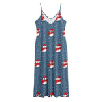 Christmas Snowy Penguin Pattern Print Jersey Midi Cami Dress