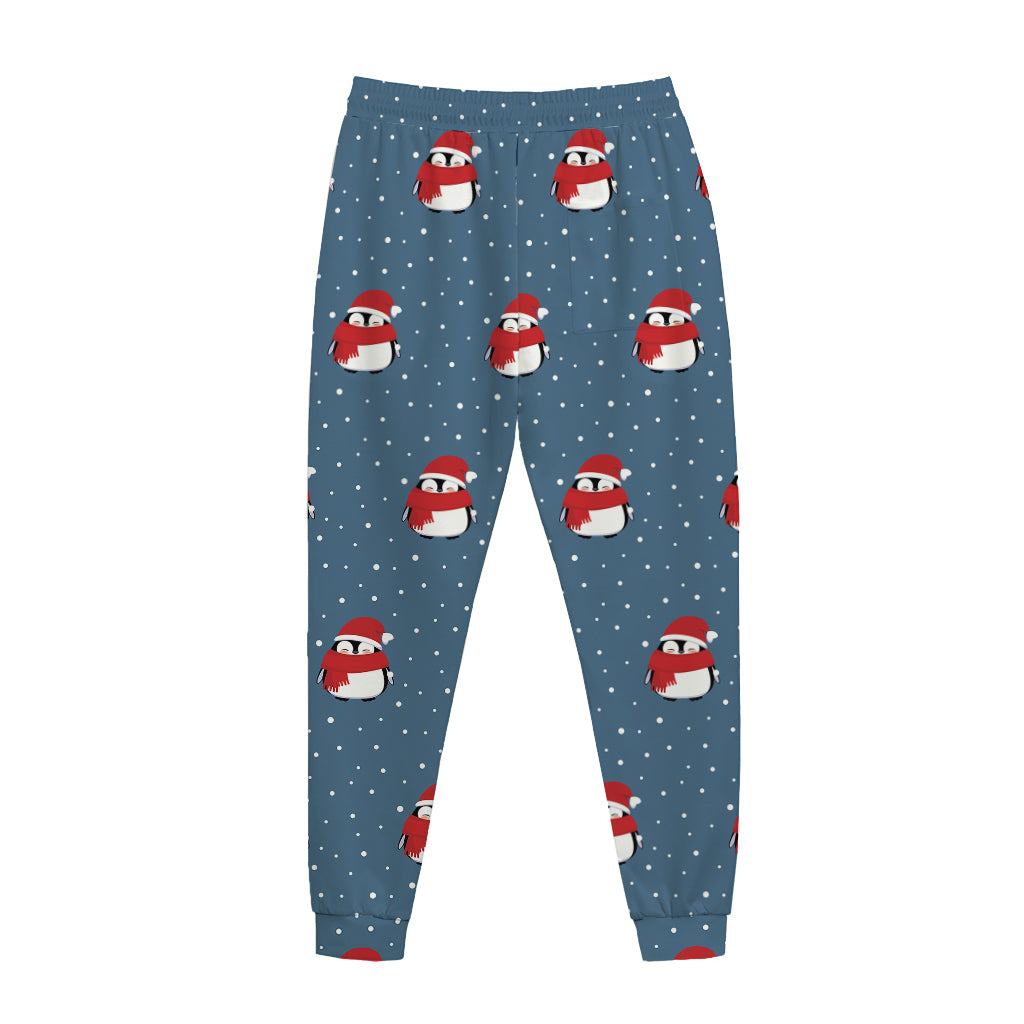 Christmas Snowy Penguin Pattern Print Jogger Pants