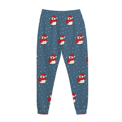 Christmas Snowy Penguin Pattern Print Jogger Pants