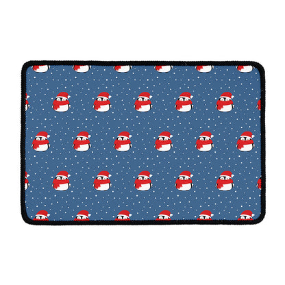 Christmas Snowy Penguin Pattern Print Kitchen Mat