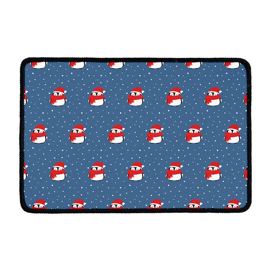 Christmas Snowy Penguin Pattern Print Kitchen Mat
