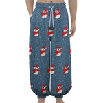 Christmas Snowy Penguin Pattern Print Lantern Pants
