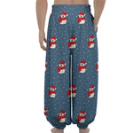 Christmas Snowy Penguin Pattern Print Lantern Pants