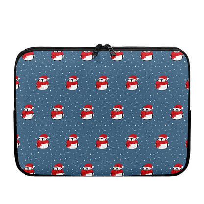 Christmas Snowy Penguin Pattern Print Laptop Sleeve