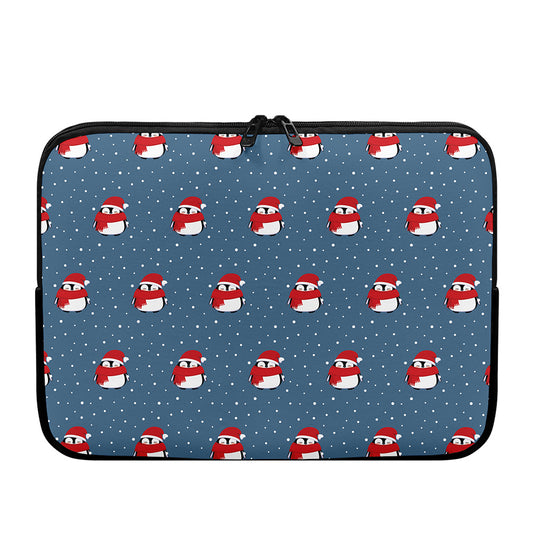 Christmas Snowy Penguin Pattern Print Laptop Sleeve