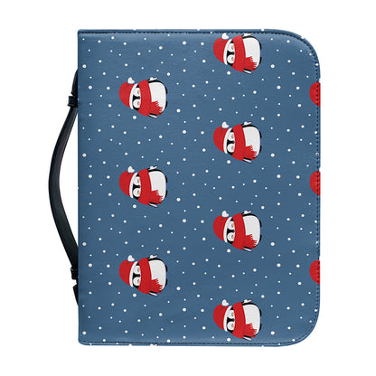 Christmas Snowy Penguin Pattern Print Leather Bible Cover