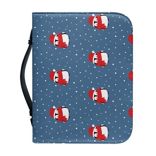 Christmas Snowy Penguin Pattern Print Leather Bible Cover