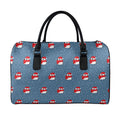 Christmas Snowy Penguin Pattern Print Leather Duffel Bag