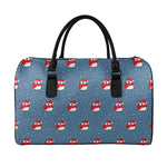 Christmas Snowy Penguin Pattern Print Leather Duffle Bag