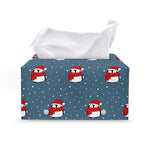 Christmas Snowy Penguin Pattern Print Leather Tissue Box Cover