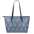 Christmas Snowy Penguin Pattern Print Leather Tote Bag With Zipper