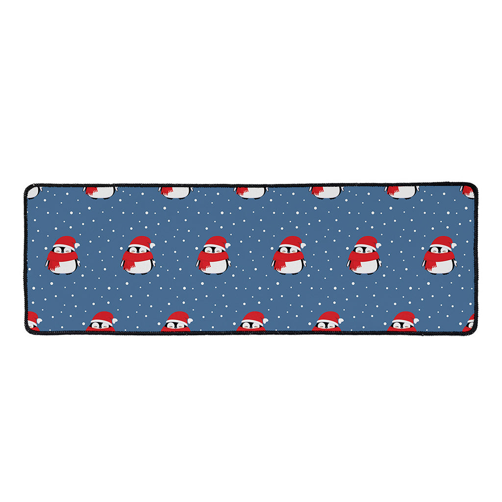 Christmas Snowy Penguin Pattern Print Long Kitchen Mat