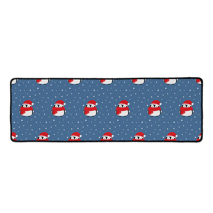 Christmas Snowy Penguin Pattern Print Long Kitchen Mat