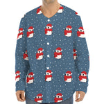 Christmas Snowy Penguin Pattern Print Long Sleeve Baseball Jersey