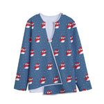 Christmas Snowy Penguin Pattern Print Long Sleeve Short Coat
