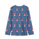 Christmas Snowy Penguin Pattern Print Long Sleeve Short Coat