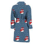 Christmas Snowy Penguin Pattern Print Men's Bathrobe