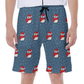 Christmas Snowy Penguin Pattern Print Men's Beach Shorts