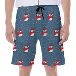 Christmas Snowy Penguin Pattern Print Men's Beach Shorts