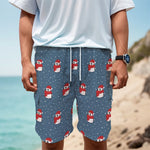 Christmas Snowy Penguin Pattern Print Men's Cargo Shorts