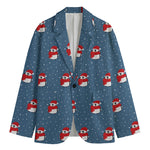 Christmas Snowy Penguin Pattern Print Men's Cotton Blazer