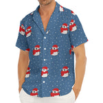 Christmas Snowy Penguin Pattern Print Men's Deep V-Neck Shirt