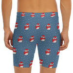 Christmas Snowy Penguin Pattern Print Men's Long Boxer Briefs