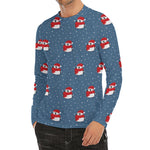 Christmas Snowy Penguin Pattern Print Men's Long Sleeve Rash Guard