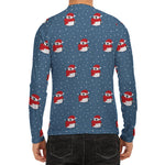 Christmas Snowy Penguin Pattern Print Men's Long Sleeve Rash Guard