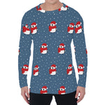 Christmas Snowy Penguin Pattern Print Men's Long Sleeve T-Shirt